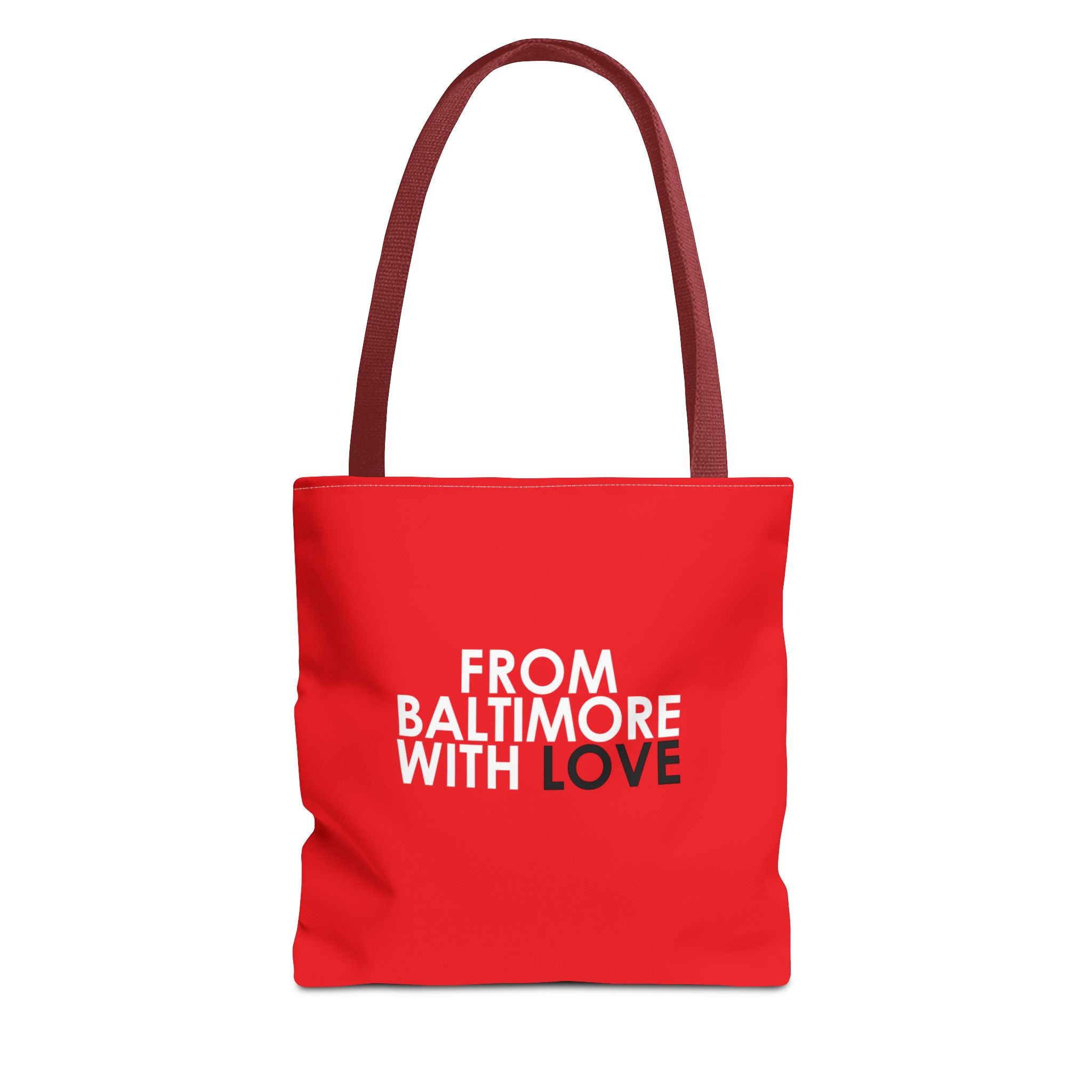 TOTE BAG RED WITH BLACK STRAPS – From Baltimore With Love™
