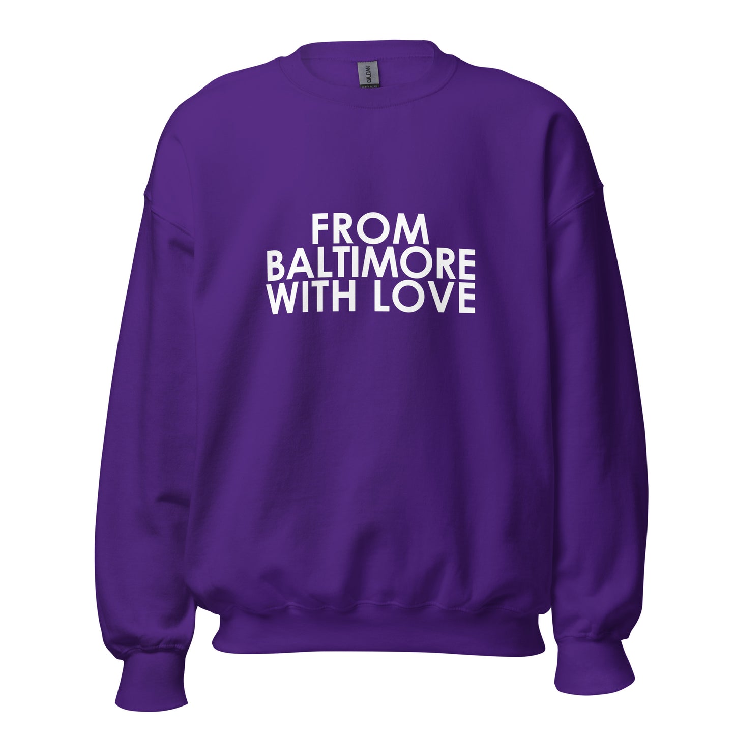 Purple Pride crewneck sweatshirt from From Baltimore With Love™ featuring a comfortable fit and bold purple color.