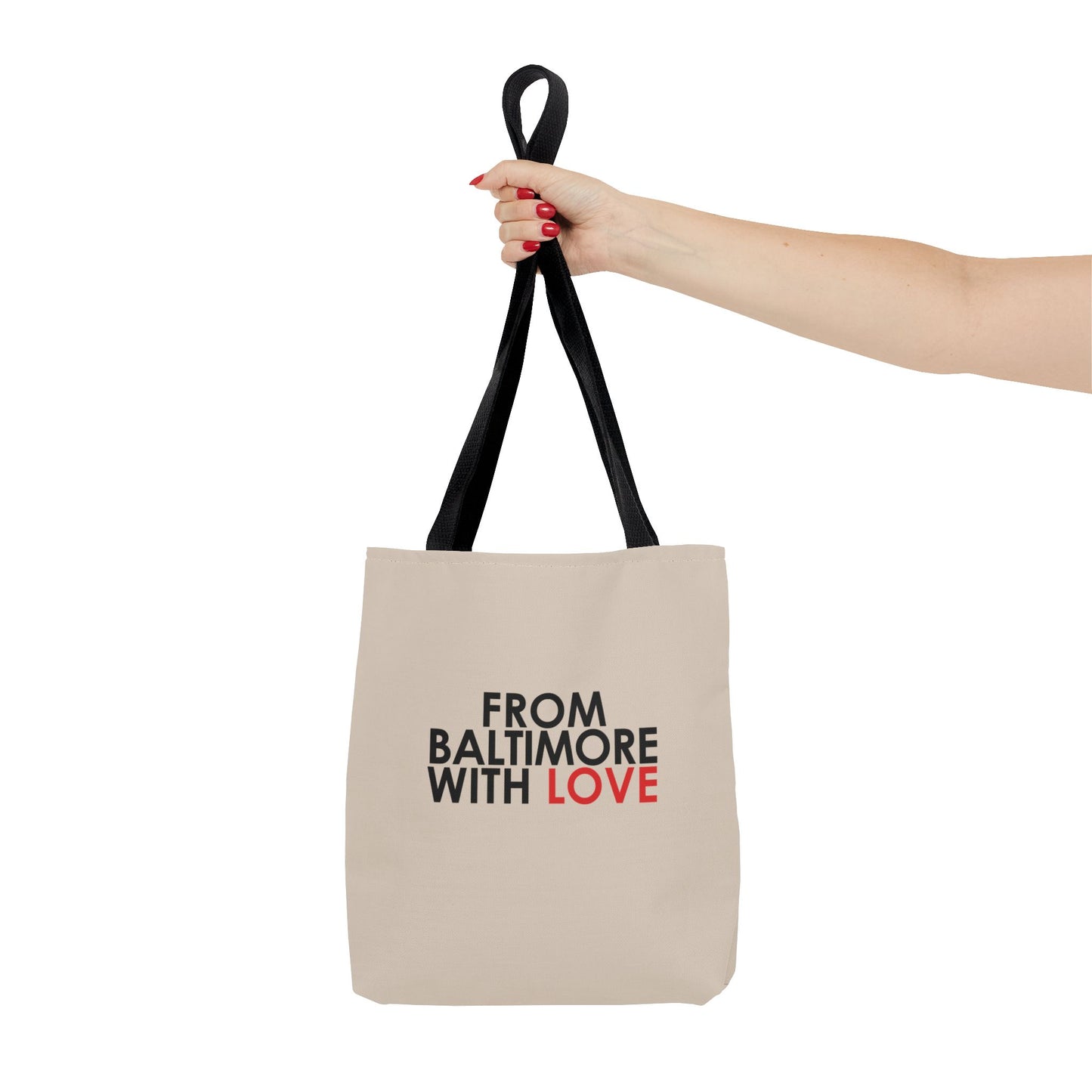 TOTE BAG BEIGE WITH BLACK STRAPS - From Baltimore With Love™
