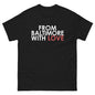 Black classic T-shirt from Baltimore With Love™ featuring a simple, stylish design on the front.