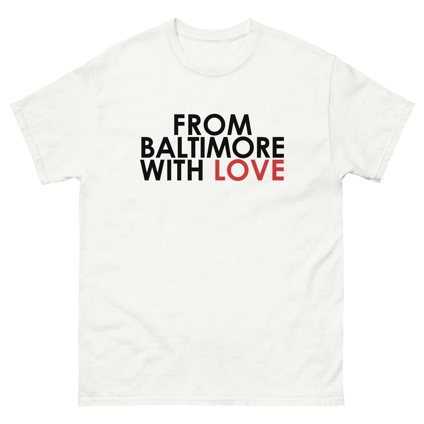 Black Classic Tee from Baltimore With Love™ featuring a simple, comfortable design and short sleeves.