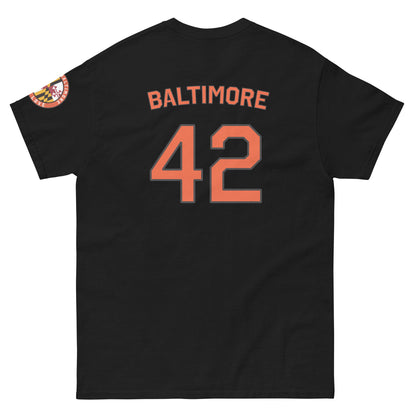 Black O's Fan T-shirt from Baltimore With Love™ featuring a bold Baltimore Orioles logo and casual fit.