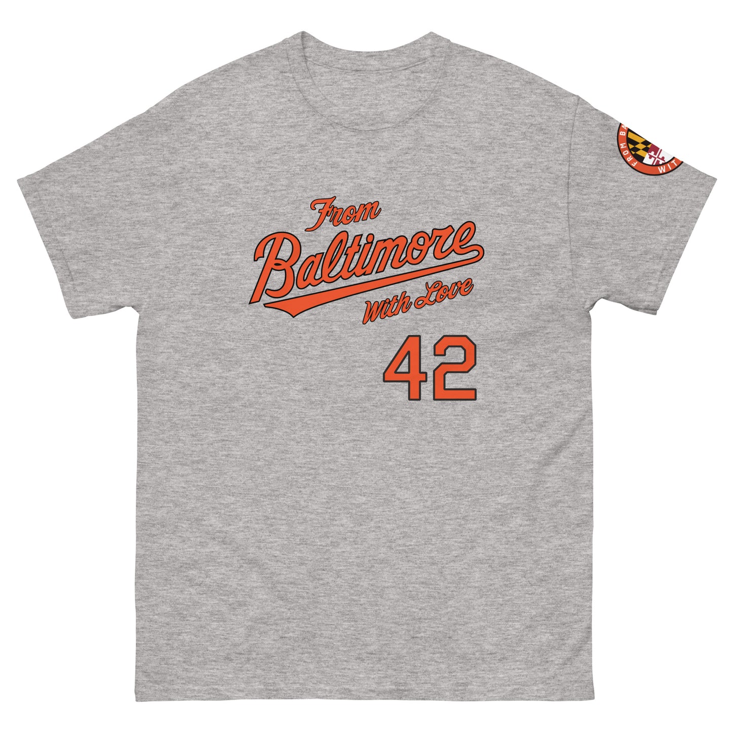 Black O's Fan T-shirt from Baltimore With Love™ featuring a bold S.O.S design, shown on a casual fit shirt.