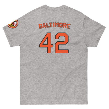 Black O's Fan T-shirt from Baltimore With Love™ featuring a bold S.O.S design, casual fit, and comfortable cotton fabric.