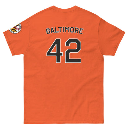 Black O's Fan T-shirt from Baltimore With Love™ featuring a bold Orioles logo and casual fit.