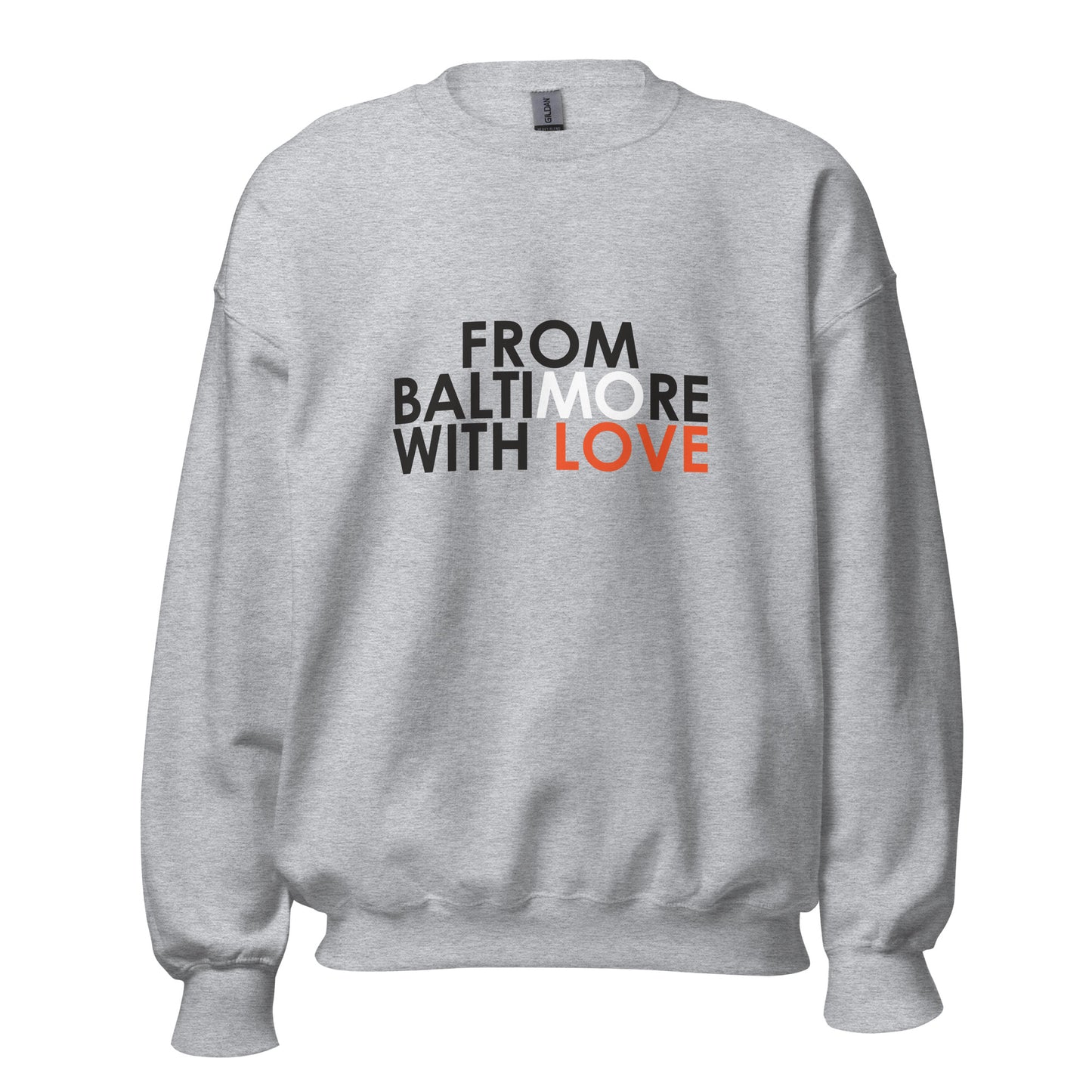 Black Orioles crewneck sweatshirt by From Baltimore With Love™, featuring team logo and comfortable fit.