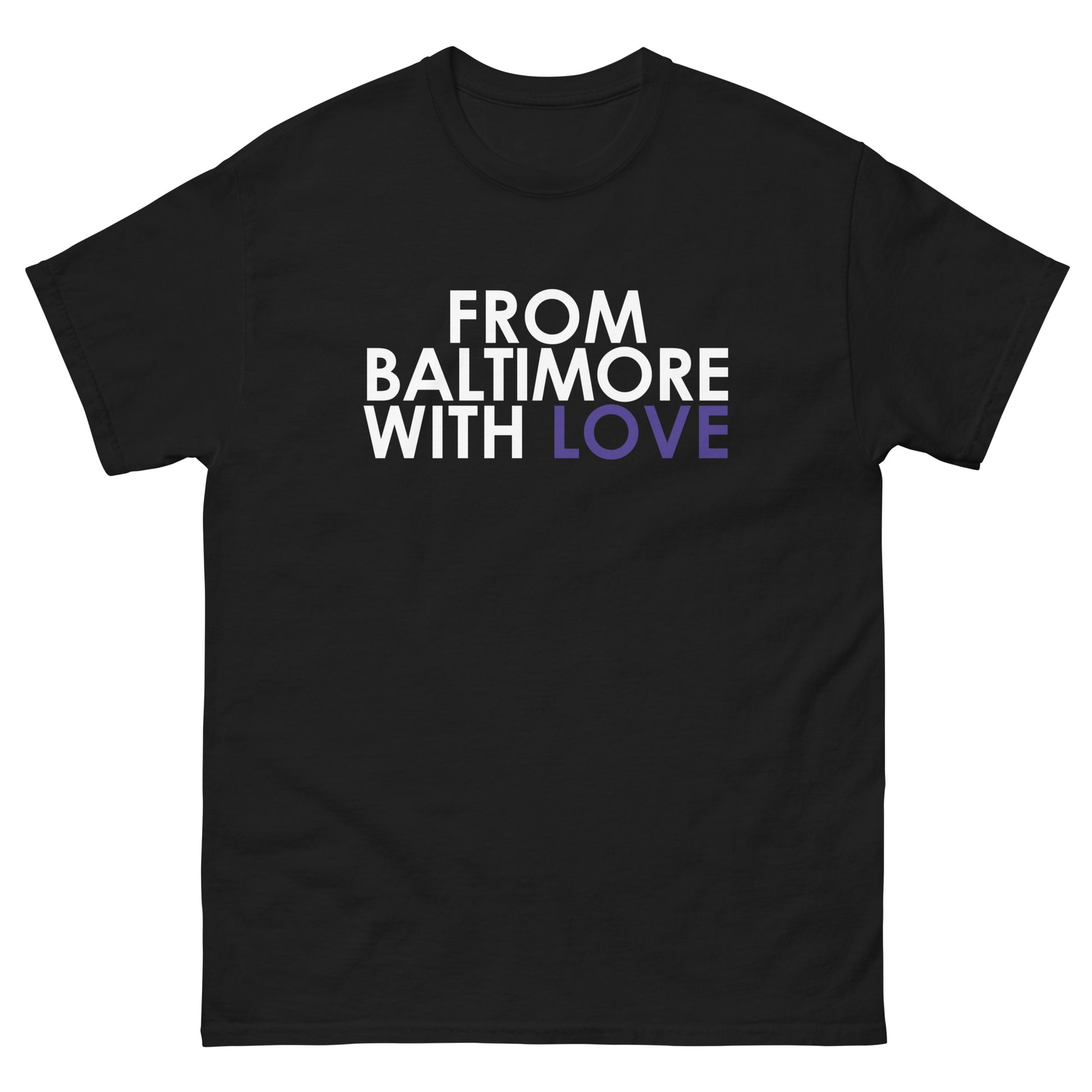 Black purple love SS T-shirt by From Baltimore With Love™ featuring a stylish design on the front.