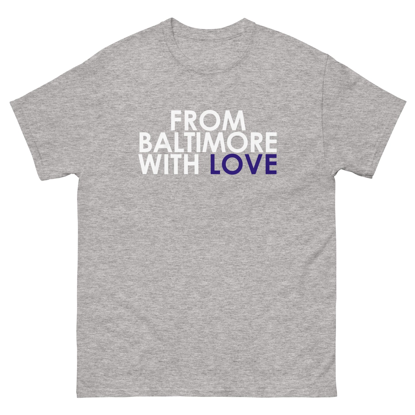 Black women's purple love SS T-shirt by From Baltimore With Love™ featuring a stylish graphic design.