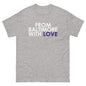 Black women's purple love SS T-shirt by From Baltimore With Love™ featuring a stylish graphic design.
