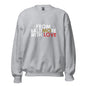 Black Ravens crewneck sweatshirt by From Baltimore With Love™ featuring Ravens logo and team graphics on the front.