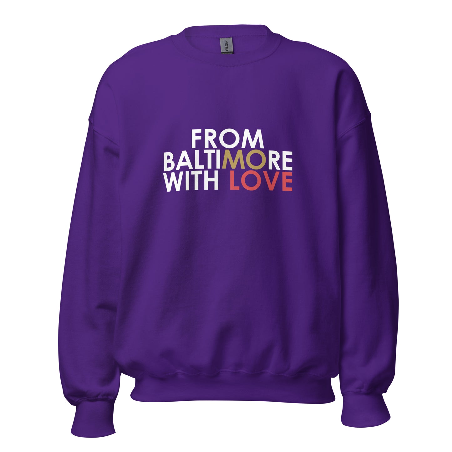 Black Ravens crewneck sweatshirt by From Baltimore With Love™ featuring a Ravens logo and comfortable knit fabric.