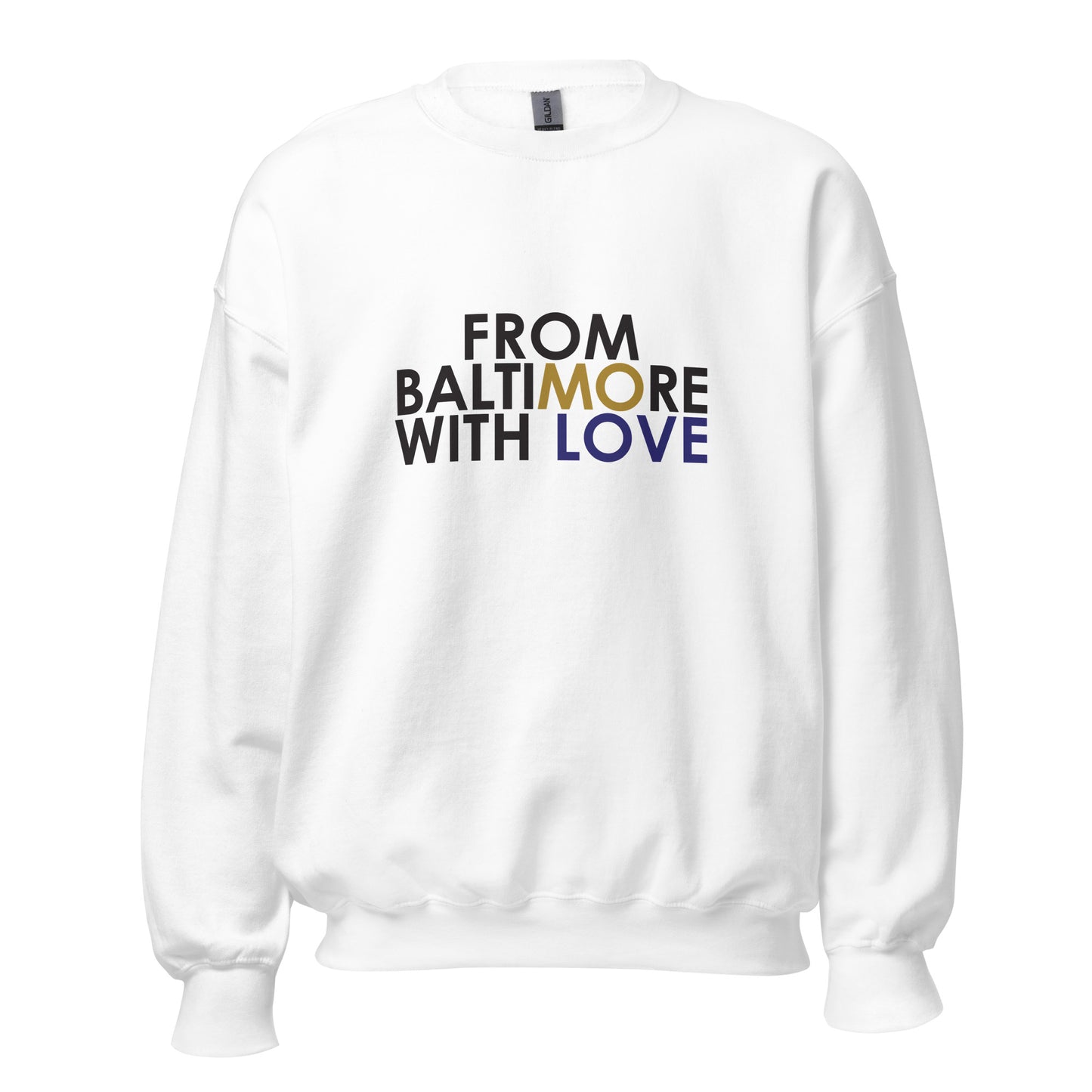 Black Ravens Crewneck sweatshirt from From Baltimore With Love™ featuring Ravens team logo and design.