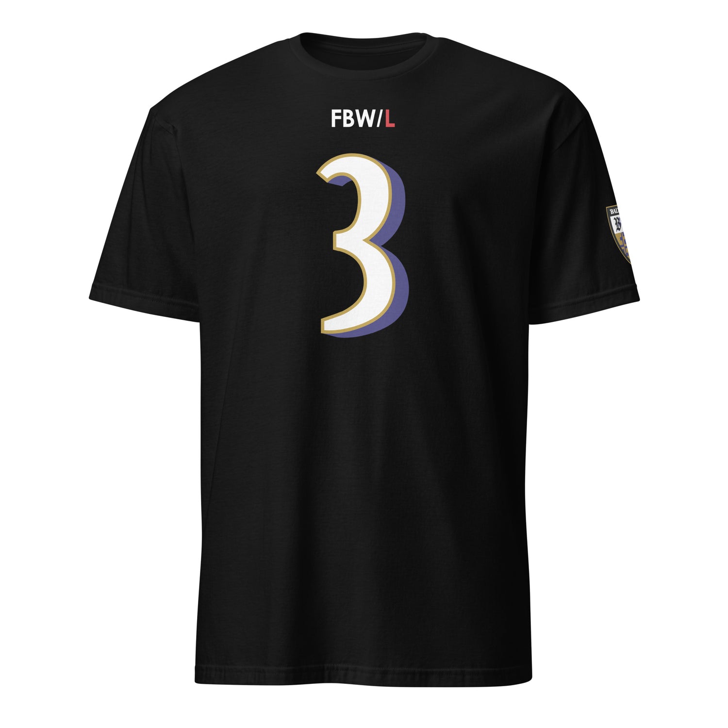Black Ravens Fan Favorite 3 from Baltimore With Love™ featuring Ravens logo and team colors, perfect for Ravens fans.