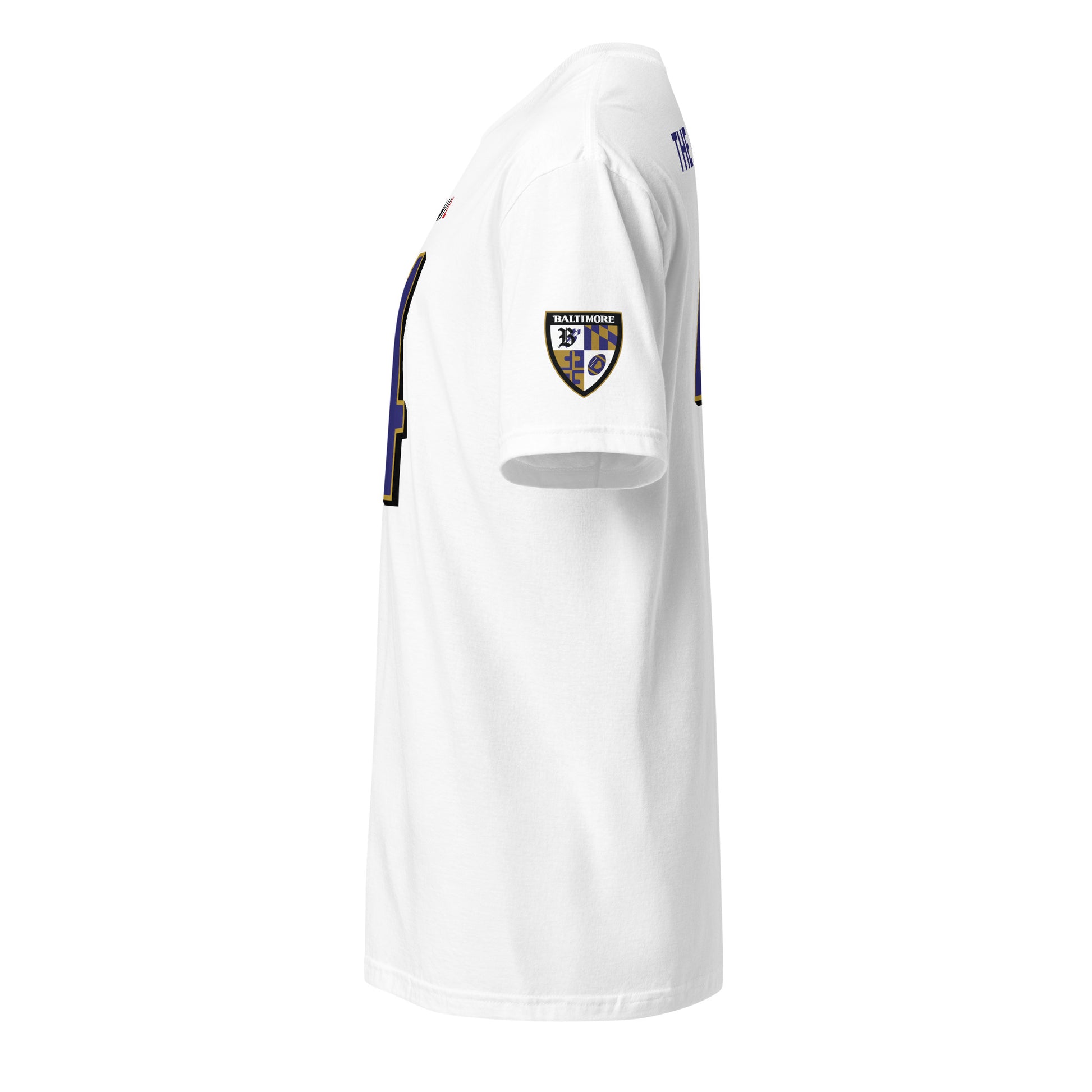 Unisex white softstyle T-shirt featuring Ravens Fan Favorite design by From Baltimore With Love™, casual and comfortable for Ravens fans.