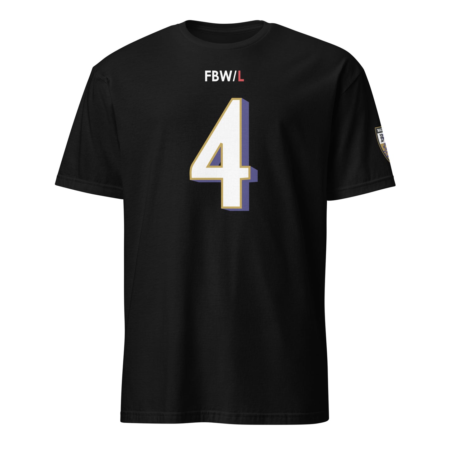 Black Ravens Fan Favorite 4 from Baltimore With Love™ logo and design, featuring the Baltimore Ravens team branding.