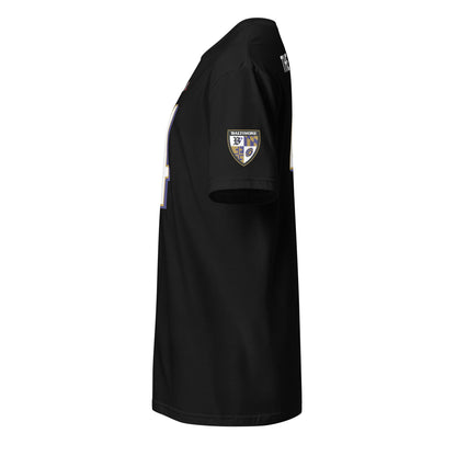 Black Ravens Fan Favorite 4 from Baltimore With Love™ logo design on a product with bold black and purple colors.