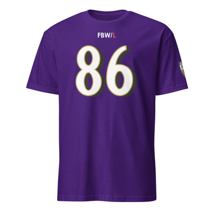 Purple Ravens Fan Favorite unisex soft-style T-shirt from Baltimore With Love™, front view showing team logo and design.