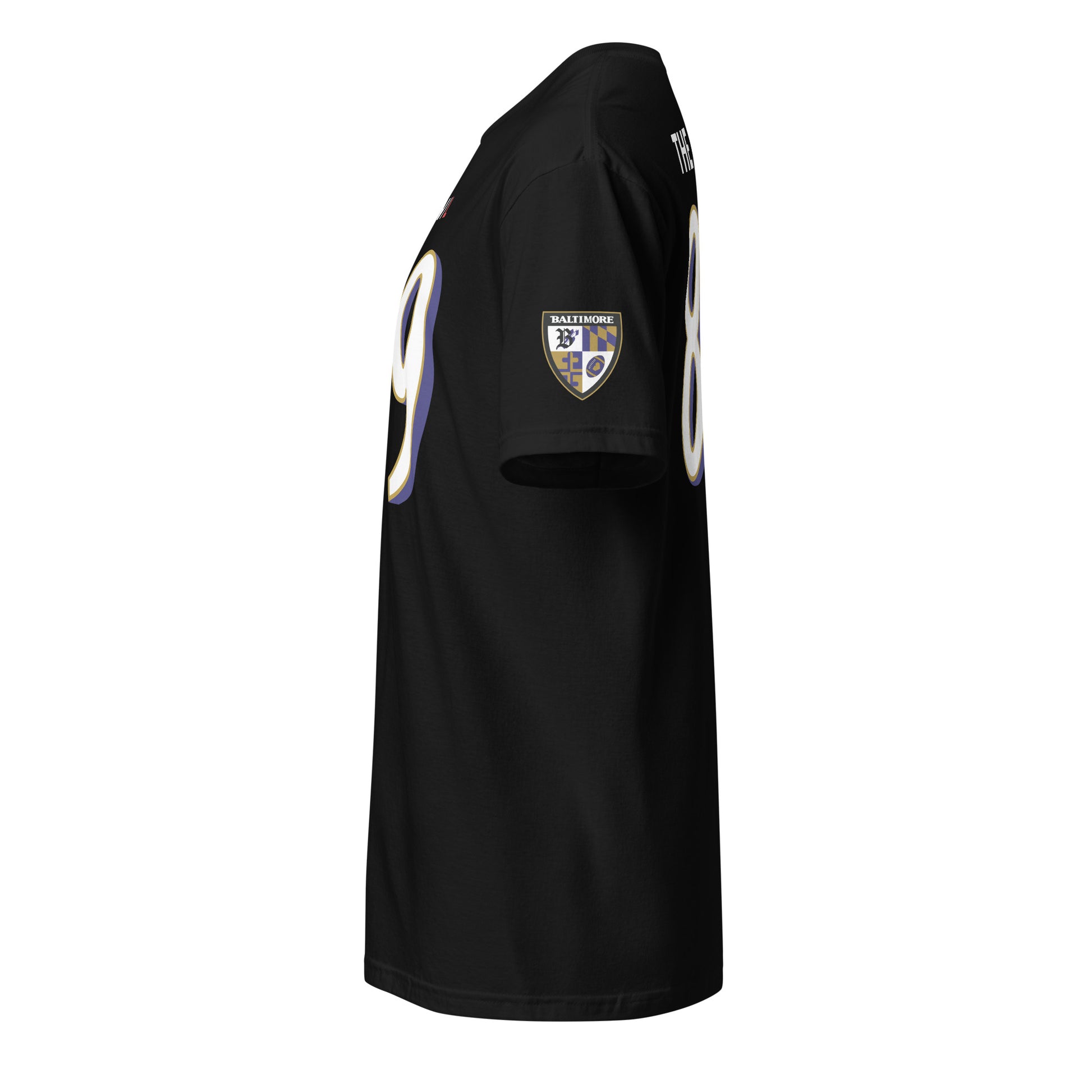 Black Ravens Fan Favorite unisex basic softstyle T-shirt from From Baltimore With Love™ featuring team logo and design on front.