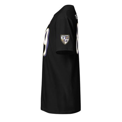 Black Ravens Fan Favorite unisex basic softstyle T-shirt from From Baltimore With Love™ featuring team logo and design on front.