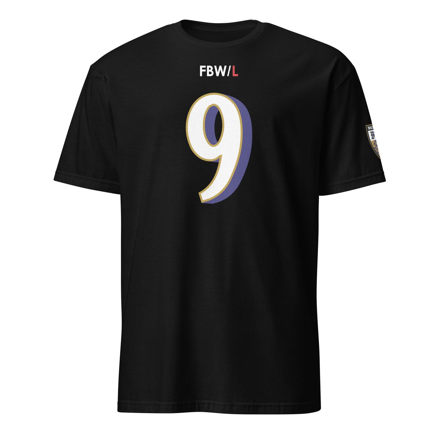Black Ravens Fan Favorite from Baltimore With Love™ featuring the number 9, suitable for Ravens fans and sports apparel.