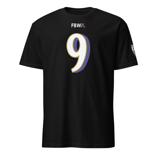 Black Ravens Fan Favorite from Baltimore With Love™ featuring the number 9, suitable for Ravens fans and sports apparel.