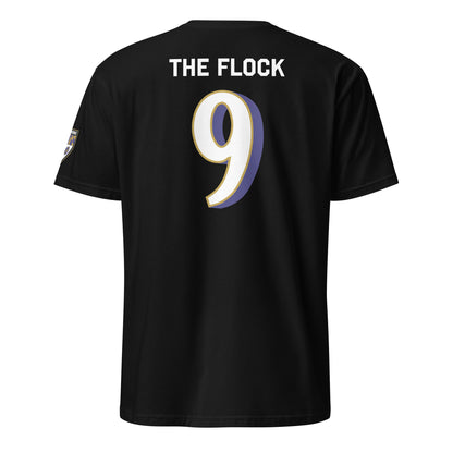 Black Ravens Fan Favorite 9 from Baltimore With Love™ logo on a stylish apparel item.