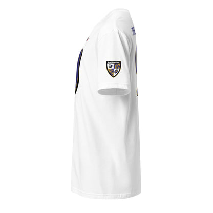 Black Ravens Fan Favorite 9 from Baltimore With Love™ logo on a sports-themed graphic for Ravens fans.
