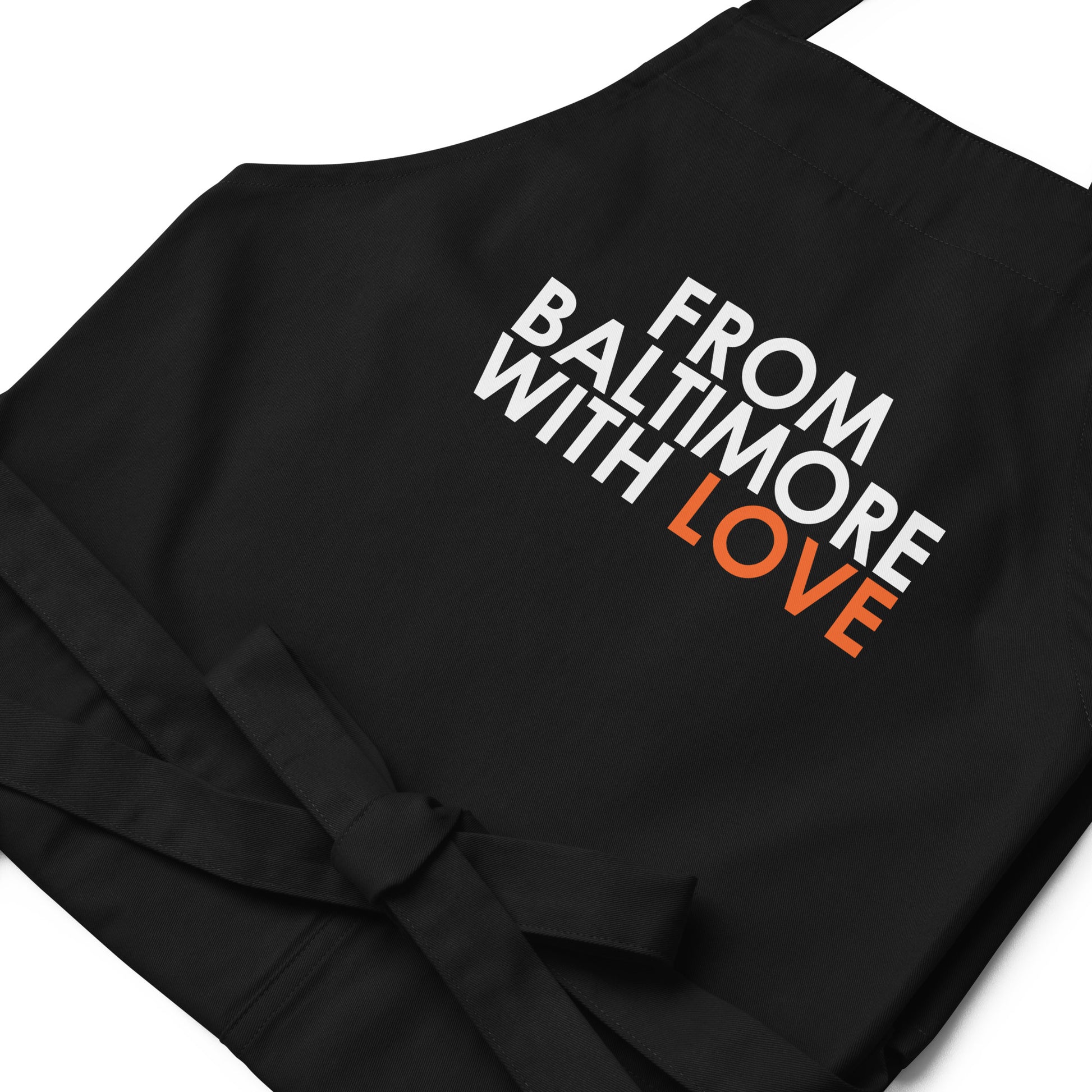 Organic cotton apron by From Baltimore With Love™ featuring a durable rope tie and a classic design for cooking or crafting.
