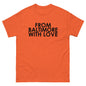 Baltimore With Love "LETS GO!" O'S TEE featuring bold text on a casual t-shirt, perfect for city pride and everyday wear.