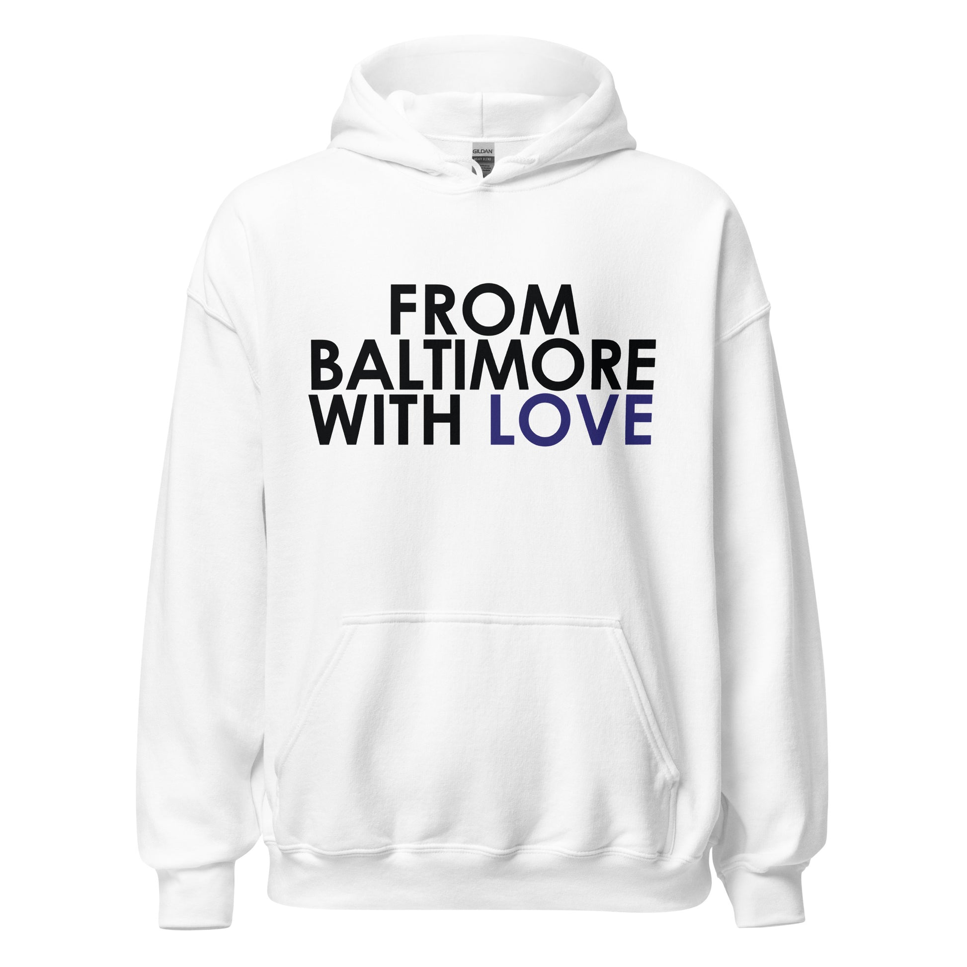 Purple Love Hoodie from Baltimore With Love™ featuring a white design and purple Reign lettering.