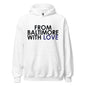 Purple Love Hoodie from Baltimore With Love™ featuring a white design and purple Reign lettering.