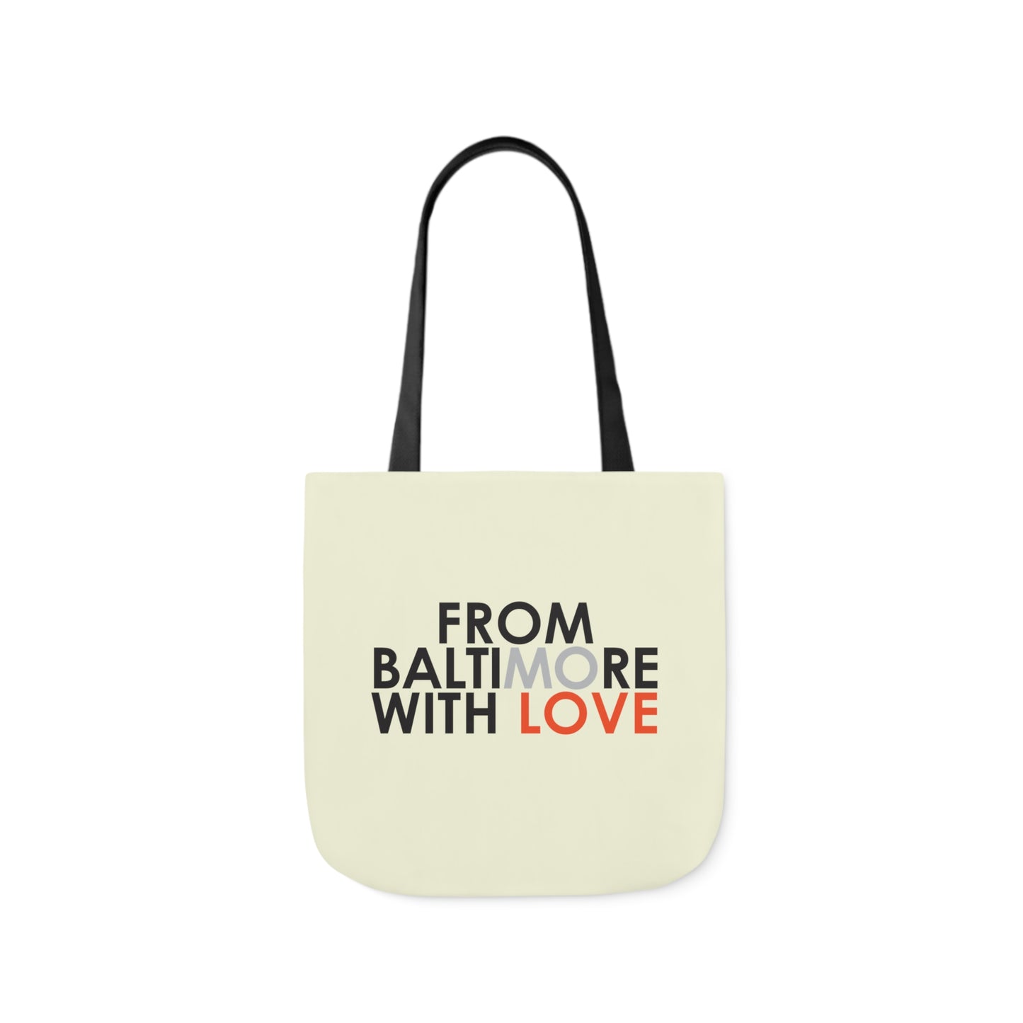 Gray and orange Orioles tote bag from Printify, featuring a spacious design with durable fabric and stylish sports team branding.