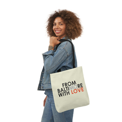 Grey and orange Orioles tote bag by Printify, featuring a spacious fabric design suitable for daily accessories.