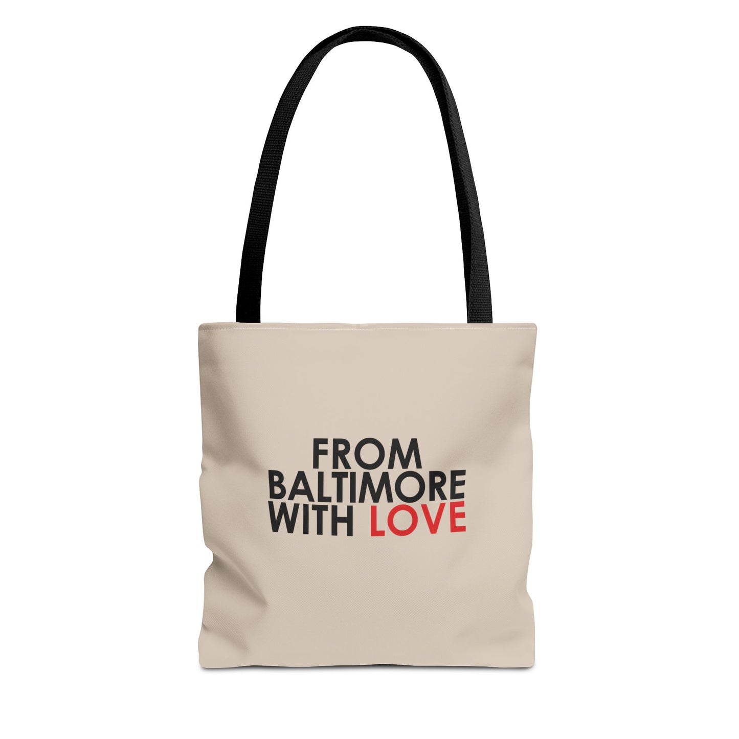 TOTE BAG BEIGE WITH BLACK STRAPS - From Baltimore With Love™