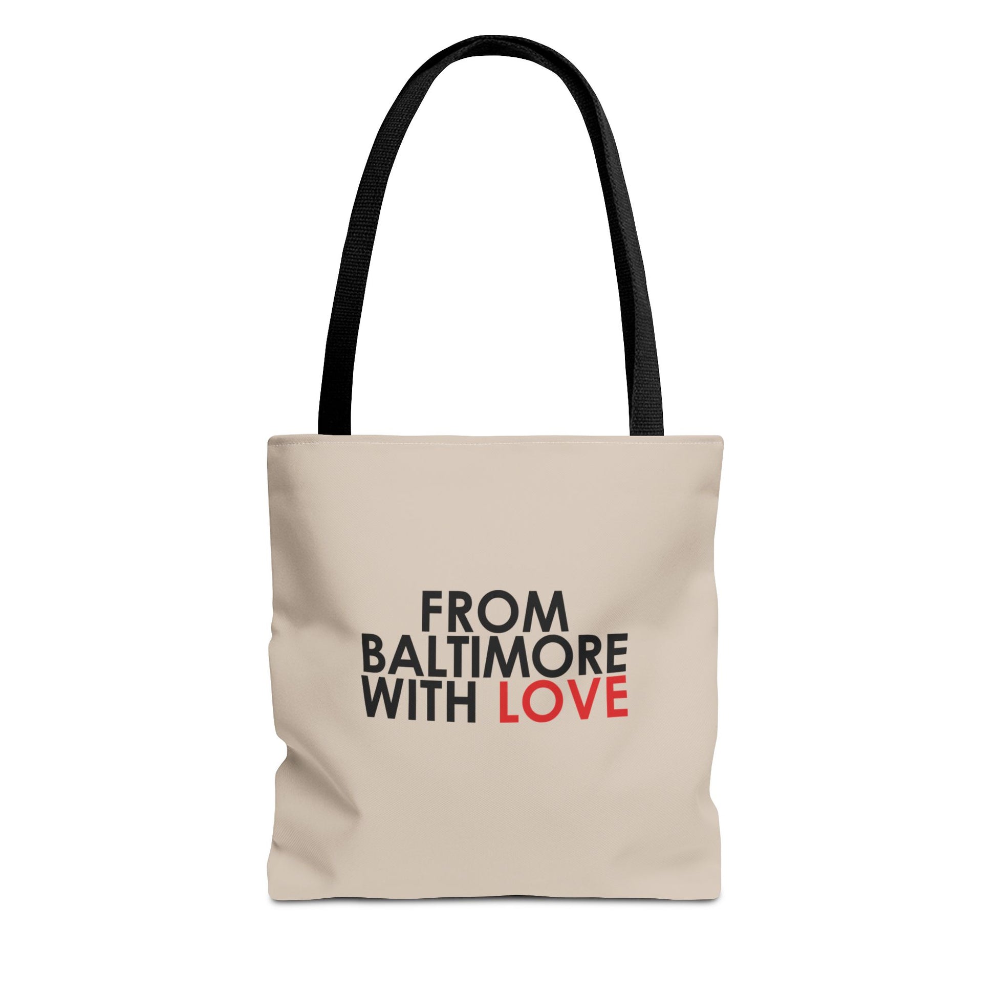 TOTE BAG BEIGE WITH BLACK STRAPS - From Baltimore With Love™