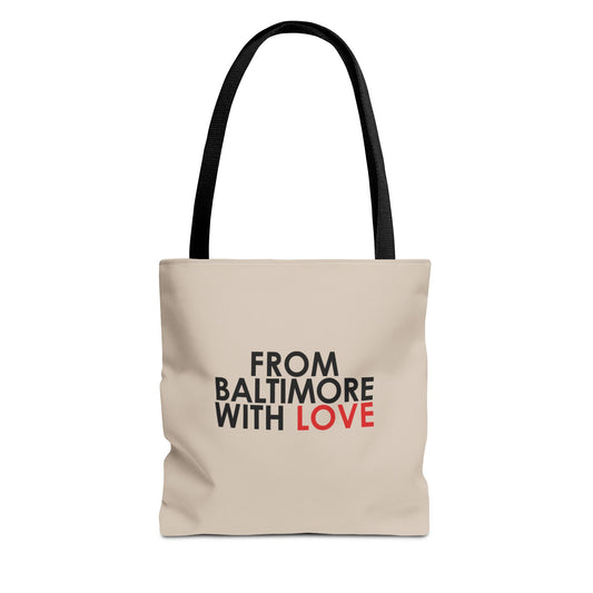 TOTE BAG BEIGE WITH BLACK STRAPS - From Baltimore With Love™
