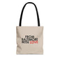 TOTE BAG BEIGE WITH BLACK STRAPS - From Baltimore With Love™