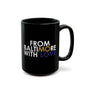 Black MO Love mug by Printify, available in 11oz and 15oz sizes, featuring a stylish design on a ceramic mug.