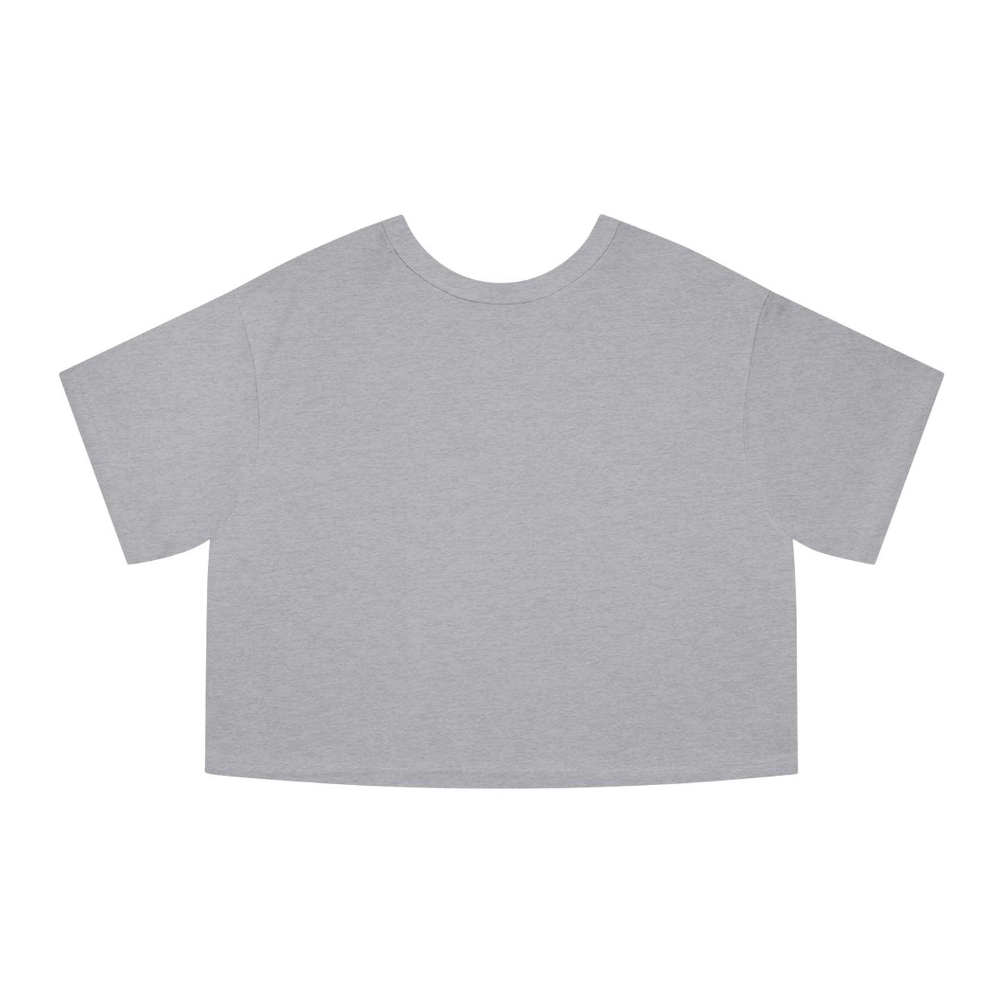 Grey Ravens cropped T-shirt by Printify, showing a close-up of the oxford grey fabric and fitted style.