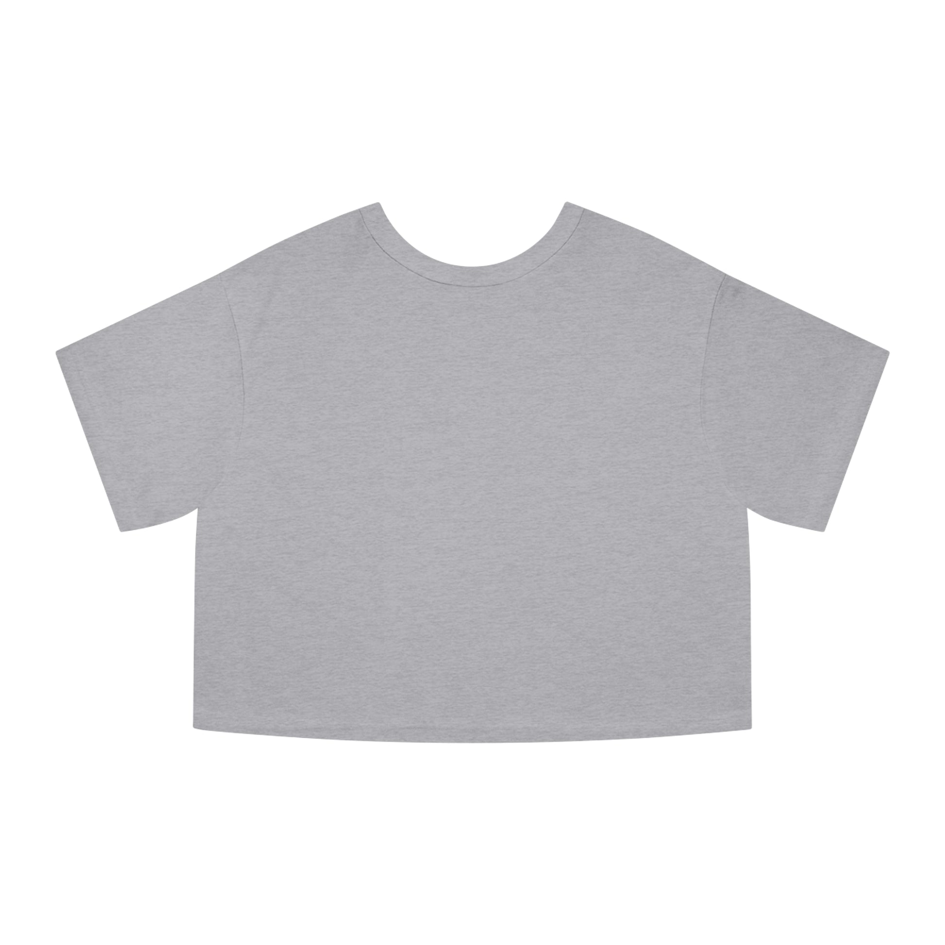 Grey Ravens cropped T-shirt by Printify, showing a close-up of the oxford grey fabric and fitted style.
